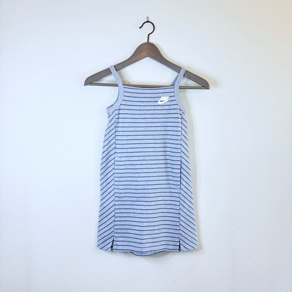Nike Girls Striped Blue Sleeveless Mini Dress Size 6X NWT